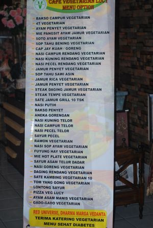 Menu option at Lucy Vegetarian Cafe in 