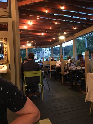 Outdoor seating area at Desta Ethiopian Kitchen - Briarcliff in Atlanta