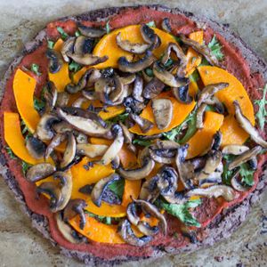black bean crust pizza  at The Nourishing Vegan in Los Angeles