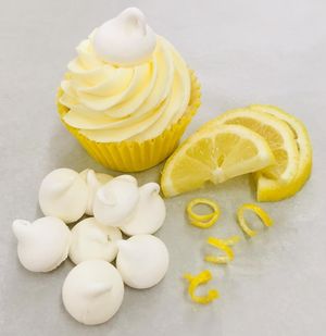 Tangy, refreshing yet sweet – only fresh lemons used throughout.  Lemon sponge, with a centre of home made vegan lemon curd, topped with a fresh lemon zest frosting and a meringu at The Free From Bakehouse in London