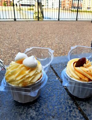 Meringue Lemon Cupcake & Apricot Salted Caramel Cupcake at The Free From Bakehouse in London