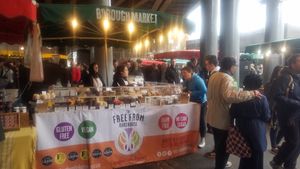 Borough market stand at The Free From Bakehouse in London