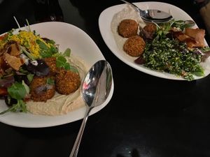 Felafel with hommus and felafel with baba ganoush  at Mahmoud's - Bergheimerstrasse in Heidelberg