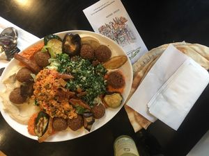 Mixed plate for three people (7,50€ each) at Mahmoud's - Bergheimerstrasse in Heidelberg