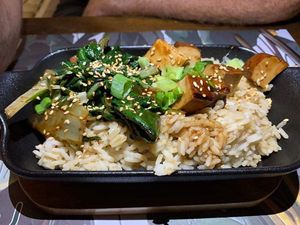 Tofu bokshoy rice at roots in Thessaloniki