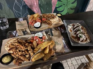Vegan gyros and falafel at rOOTS  at roots in Thessaloniki