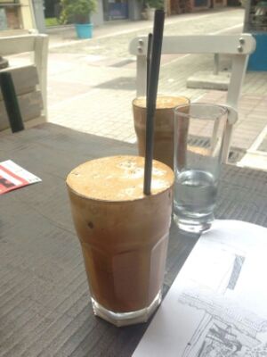 Soy coffee ";frappé"; at roots in Thessaloniki