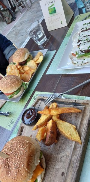 mushroom and walnut burger at roots in Thessaloniki