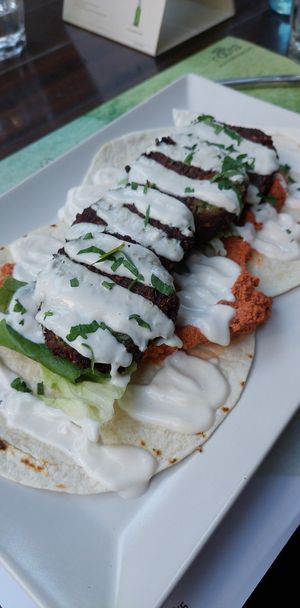 falafel with pita and hummus at roots in Thessaloniki