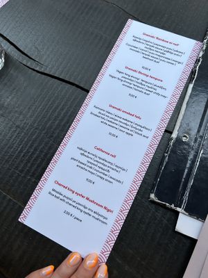 Vegan sushi menu  at roots in Thessaloniki