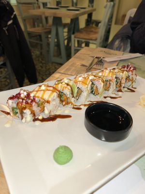 Vegan sushi roll  at roots in Thessaloniki