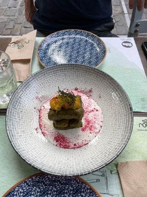 Stuff grape leaves  at roots in Thessaloniki