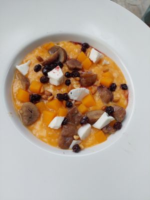 pumpkin risotto at roots in Thessaloniki