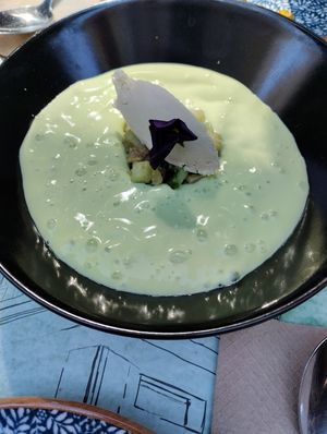 Melon gaspacho at roots in Thessaloniki