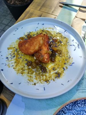 Camambert with tasty candied olives at roots in Thessaloniki