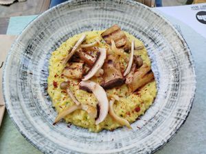 Vegan Risotto with mushrooms at roots in Thessaloniki