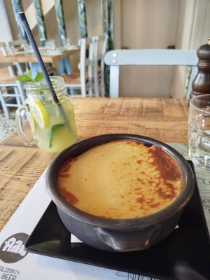 Vegan Moussaka and Lemonade with ginger at roots in Thessaloniki