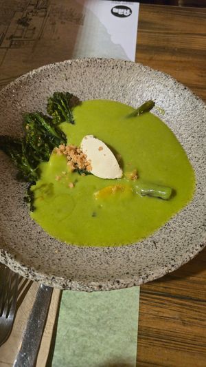 Broccoli and almond Mascarpone at roots in Thessaloniki