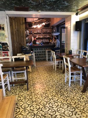 Inside of restaurant. They have outdoor seating  at roots in Thessaloniki