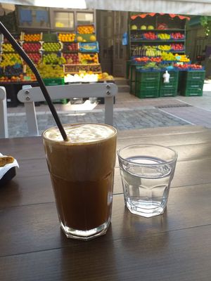 Fab mid-morning frappe. Great place for chilling out and people watching. at roots in Thessaloniki