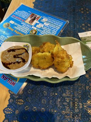 Fried Corn Cakes  at Wulan Vegetarian Warung in Ubud