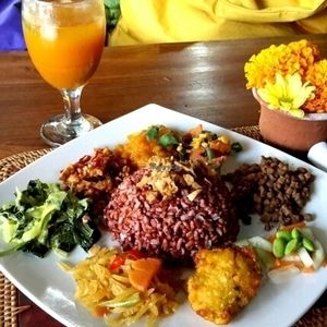 Beautiful Nasi Campur at Wulan Vegetarian Warung in Ubud