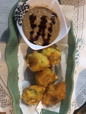 Corn cakes  at Wulan Vegetarian Warung in Ubud