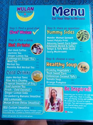 Menu 1 at Wulan Vegetarian Warung in Ubud