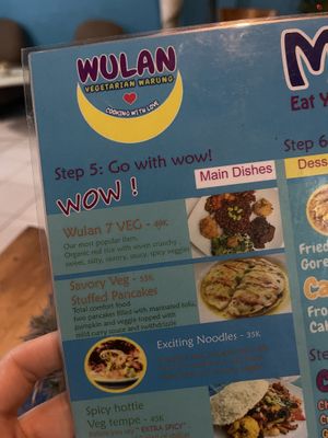 Menu  at Wulan Vegetarian Warung in Ubud