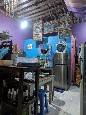 Kitchen and counter at Wulan Vegetarian Warung in Ubud