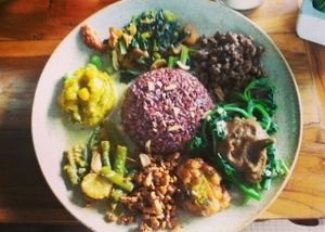 Nasi Campur with 7 things at Wulan Vegetarian Warung in Ubud