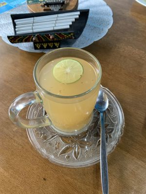 Ginger lemon tea  at Wulan Vegetarian Warung in Ubud