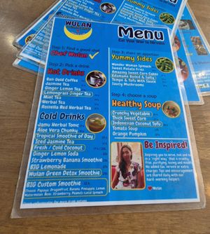 Menu at Wulan Vegetarian Warung in Ubud