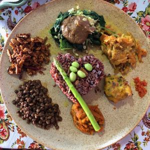 Well-balanced meal at Wulan Vegetarian Warung in Ubud
