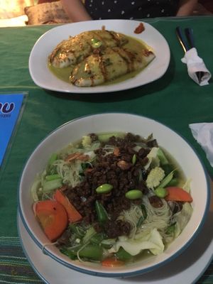 Soup and savoury pancakes at Wulan Vegetarian Warung in Ubud