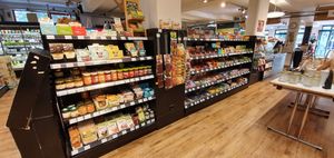 Supermarket shelves at Maran Vegan Bistro in Vienna