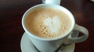 Latte with oatmilk at Breadshare Bakery and Cafe in Edinburgh