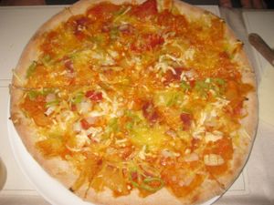 Piquant pizza at Napfenyes Bistro in Budapest