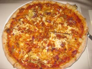 Coal miner's pizza at Napfenyes Bistro in Budapest