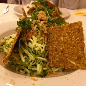 Raw zucchini pasta at Napfenyes Bistro in Budapest