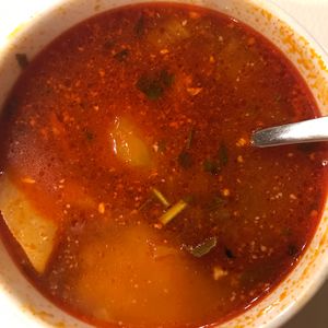Hungarian rustic soup  at Napfenyes Bistro in Budapest