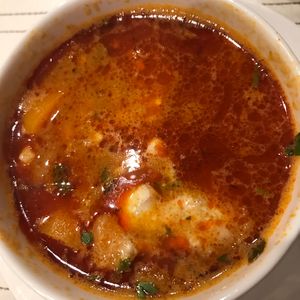 Hungarian bean soup - amazing flavors!  at Napfenyes Bistro in Budapest