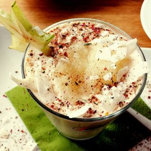 raw coconut pineapple soup at triVida in Klagenfurt