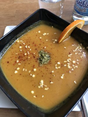 Orange & carrot soup at triVida in Klagenfurt