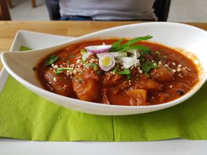 Potato goulash at triVida in Klagenfurt