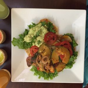 Toast with avacado pate  at The Green Patio in Cusco