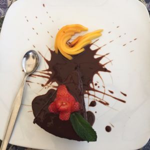 chocolate cake at The Green Patio in Cusco