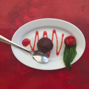 Chocolate truffle at The Green Patio in Cusco