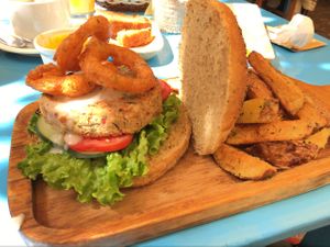 bean burger. at The Green Patio in Cusco