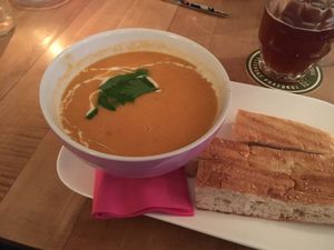 Vegan pumpkin soup. at Butze in Dusseldorf